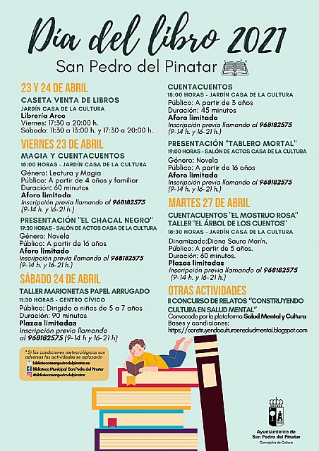 San Pedro del Pinatar celebra el día del libro con actividades de animación a la lectura y presentaciones con autores