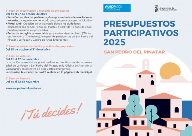 San Pedro del Pinatar arranca la fase de propuestas de los Presupuestos Participativos 2025